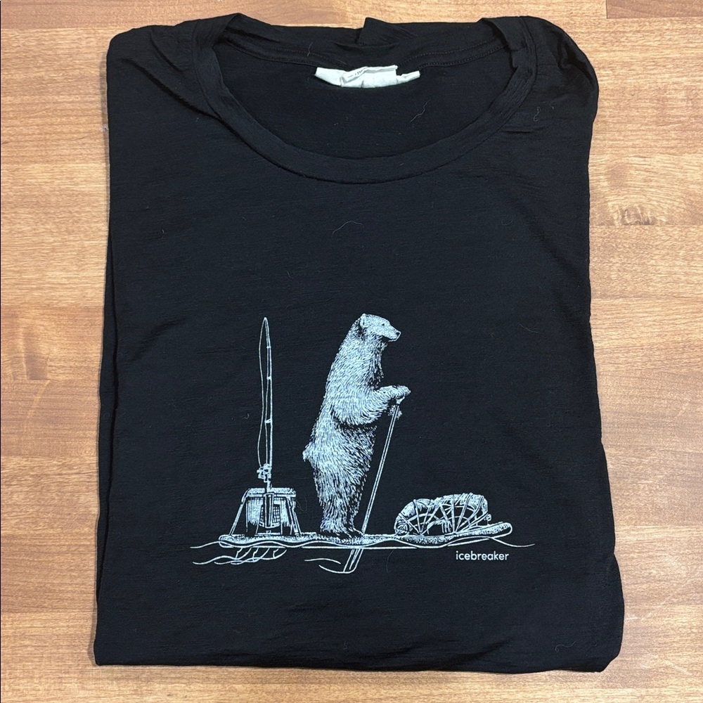Icebreaker Black Tee with Polar Bear Graphic